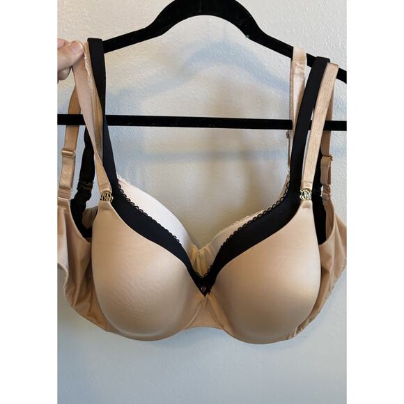 3 Victoria Secret Bras 38DDD Lined Perfect Demi Push Up Black Nude EUC Lot Of 3 - Picture 1 of 15